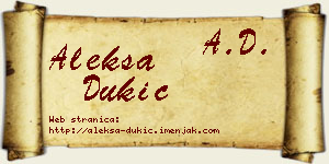 Aleksa Dukić vizit kartica